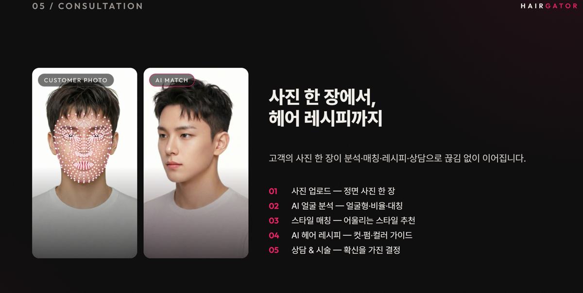 헤어게이터 앱 소개 화면 6 — 스타일 비교