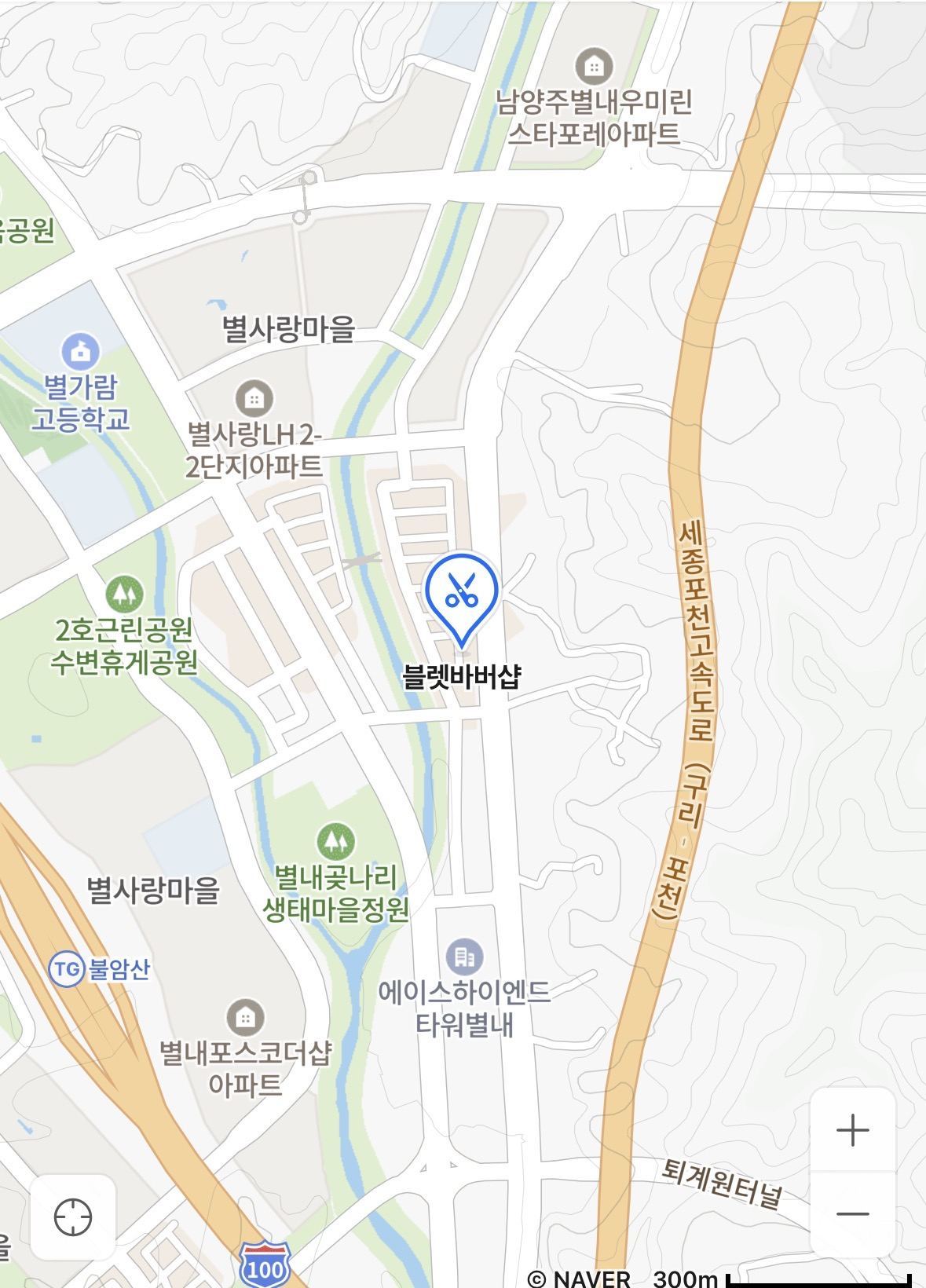 VLAT 바버샵 위치 지도 — 남양주시 별내동 두물로39번길 75, 1층